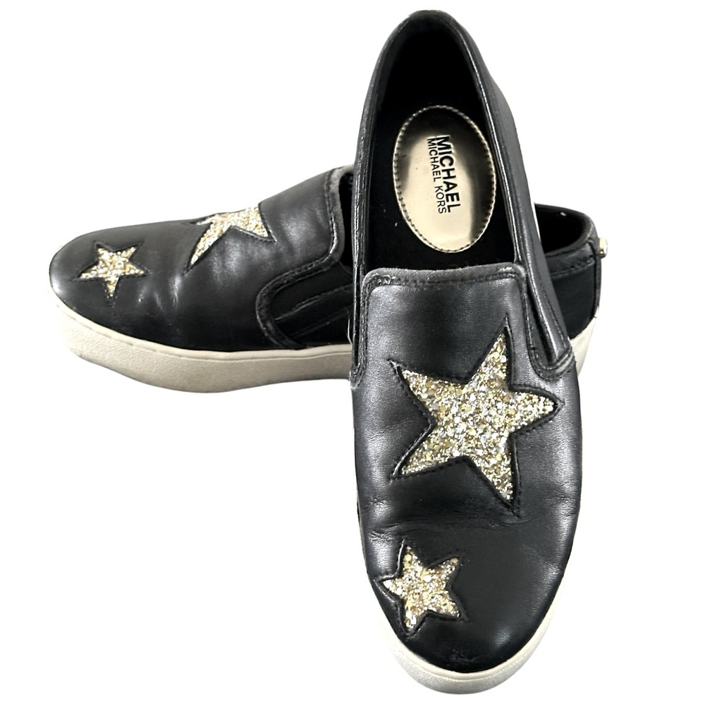 MICHAEL KORS Pia Glitter Star Slip On Sneakers Black 
Size 6 M